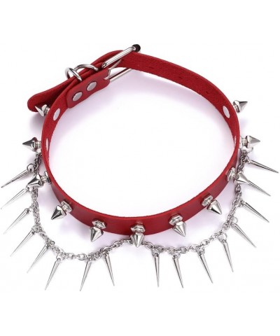 Punk Spiked Choker Necklace For Women Men Leather Collar Spikey Chain Studded Chocker Goth Jewelry Halloween Cosplay Accessor...