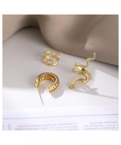 3Pcs Vintage Snake Earrings for Women Girls C Shape Hoop Earring Punk Snake Ear Cuff Clip Wrap Earrings Non Piercing Cartilag...