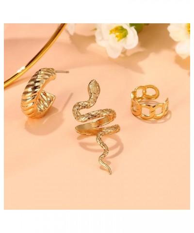 3Pcs Vintage Snake Earrings for Women Girls C Shape Hoop Earring Punk Snake Ear Cuff Clip Wrap Earrings Non Piercing Cartilag...