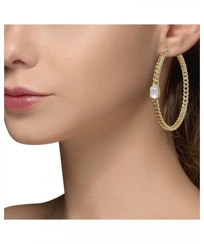 Stone Chain Hoop Earrings $13.64 Earrings