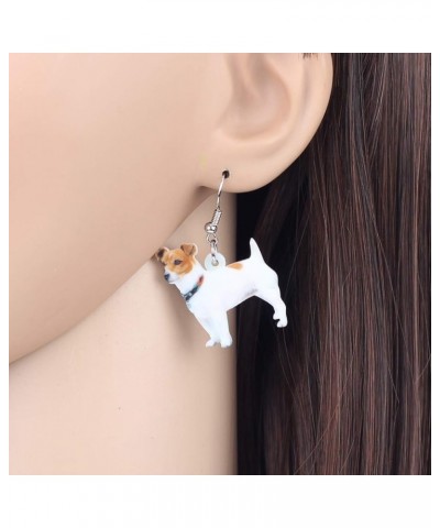 Acrylic White Jack Russell Terrier Dog Earrings Lovely Pet Dog Dangle Drop Jewelry for Women Teens Girls Dog Lovers Gifts Whi...