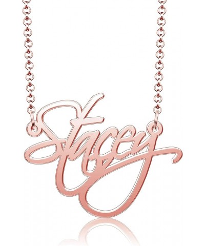 Custom Cursive Name Necklace Personalized Gift for Women Rose Gold Plated Nameplate Stacey $17.39 Necklaces