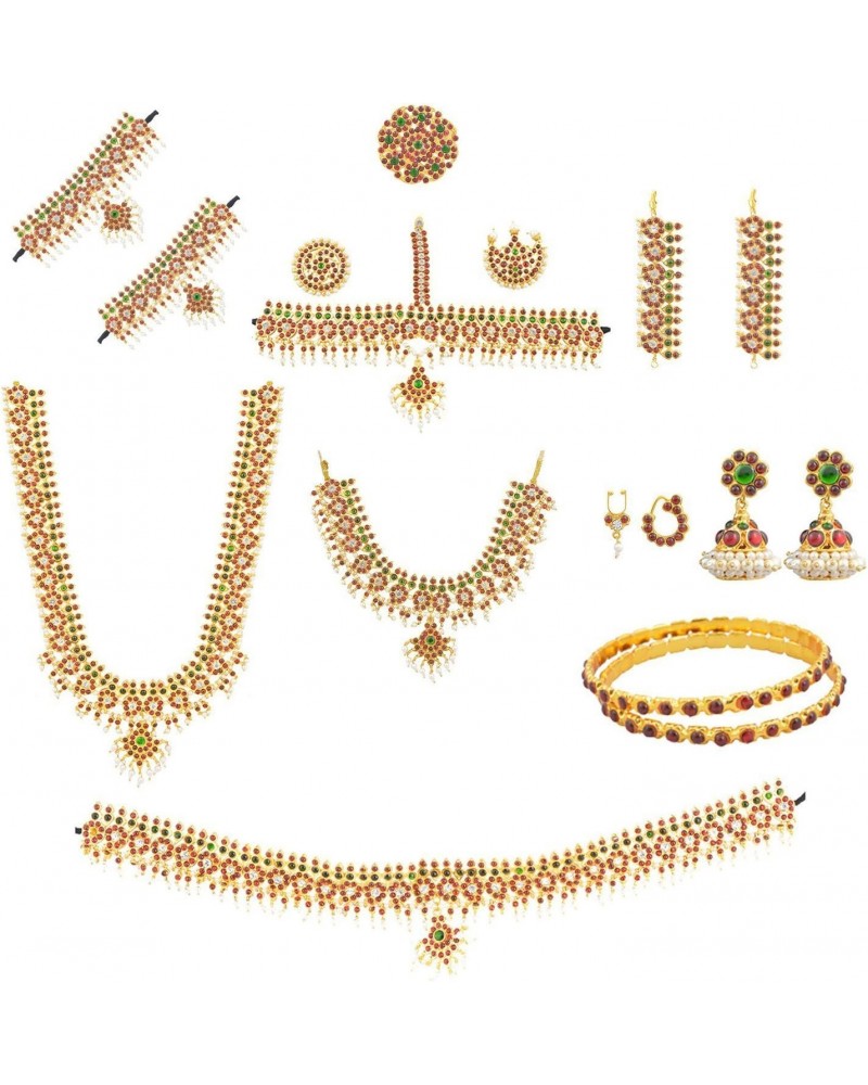 Women's Bharatanatyam Mango Full Set (10 Items) Multi-Colour $55.00 Necklaces