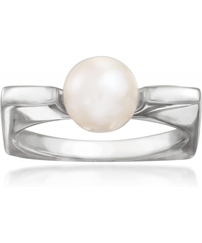 Italian 8mm Cultured Pearl Square Ring in Sterling Silver $37.80 Rings