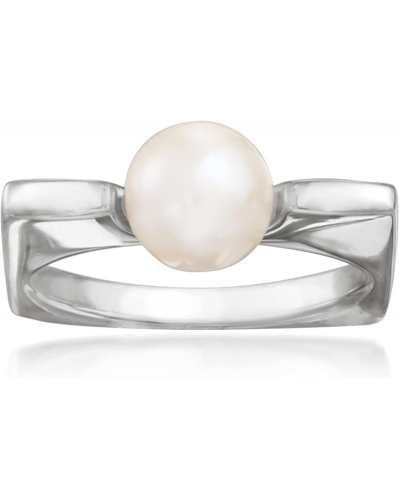 Italian 8mm Cultured Pearl Square Ring in Sterling Silver $37.80 Rings