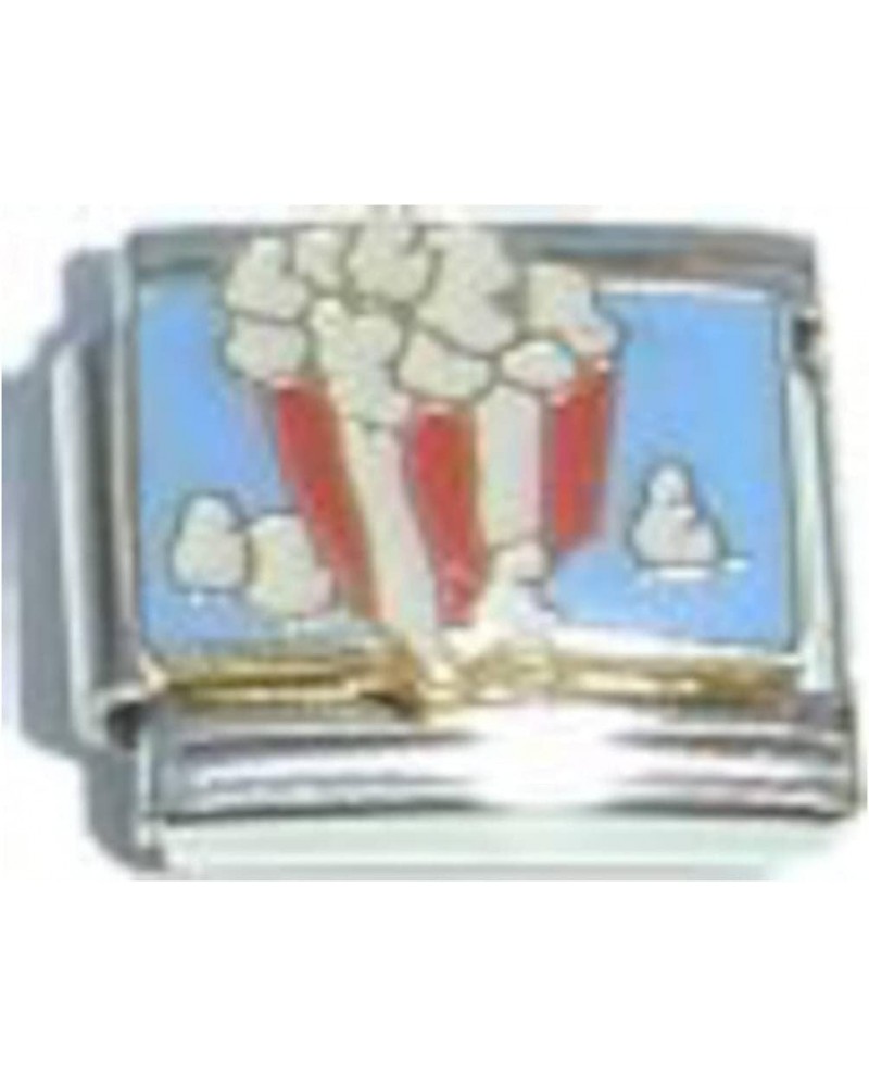 Bucket of Popcorn on Blue Italian Charm $7.22 Bracelets