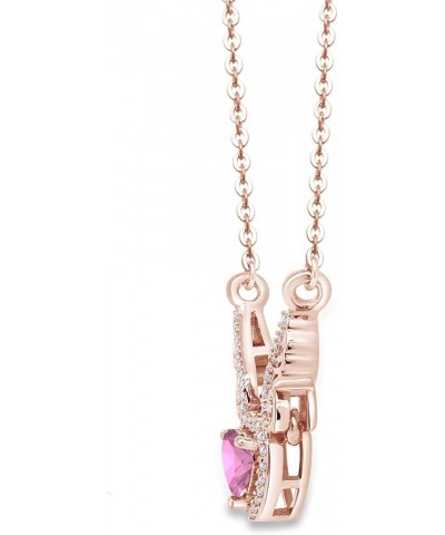 Angel Wings Heart Pendant Necklace In 14K Gold Over Sterling Silver rose-gold-plated-silver : Tourmaline $21.12 Necklaces