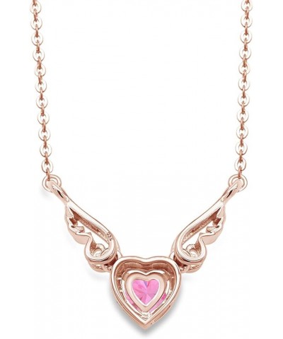 Angel Wings Heart Pendant Necklace In 14K Gold Over Sterling Silver rose-gold-plated-silver : Tourmaline $21.12 Necklaces