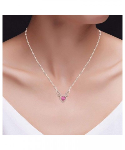 Angel Wings Heart Pendant Necklace In 14K Gold Over Sterling Silver rose-gold-plated-silver : Tourmaline $21.12 Necklaces