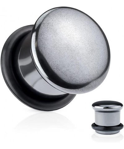 Hematite Stone Domed Single Flare Plugs with O-Rings, Sold as a Pair 6mm (2GA) $8.21 Body Jewelry