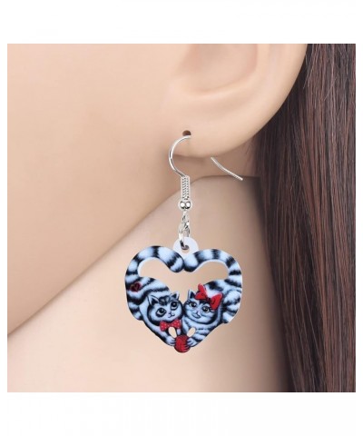 Acrylic Valentines Day Couple Cat Earrings Heart Kitten Drop Dangle Fashion Jewelry For Women Girls Pet Charms Gift Black $7....