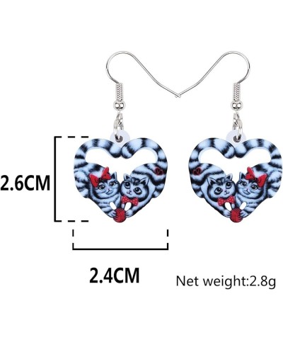 Acrylic Valentines Day Couple Cat Earrings Heart Kitten Drop Dangle Fashion Jewelry For Women Girls Pet Charms Gift Black $7....