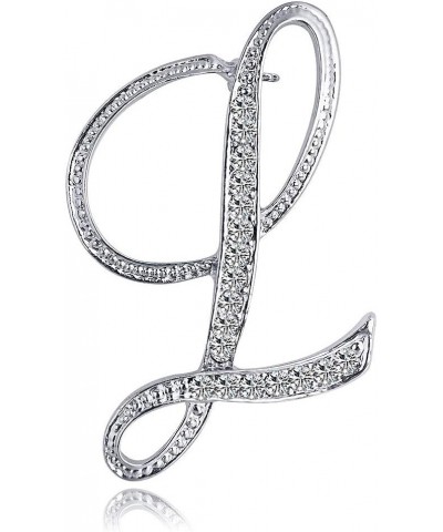 Letter Brooch Pins Initial Personalized Crystal Rhinestone Brooch Crafts Silvery A-Z Silver L $5.71 Brooches & Pins