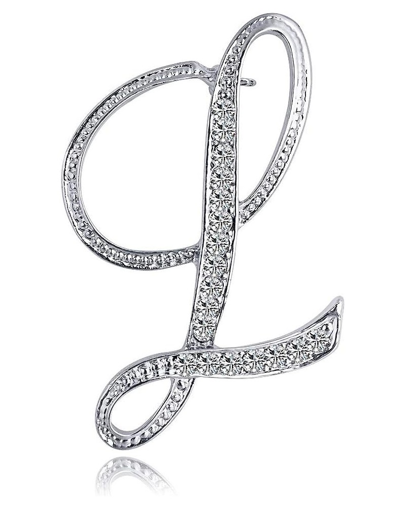 Letter Brooch Pins Initial Personalized Crystal Rhinestone Brooch Crafts Silvery A-Z Silver L $5.71 Brooches & Pins