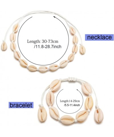 Puka White Natural Shell Necklace Set for Women Beach Boho Girls Jewelry Choker Bracelet Set (white shell set) $10.25 Necklaces