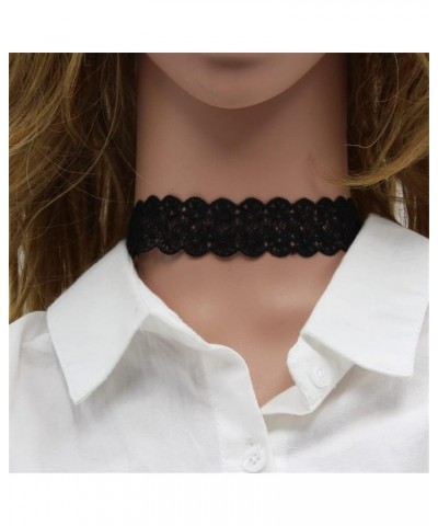 Tattoo Lace Choker Necklace for Women Girls Wide Lace Velvet Collar Necklace Classic Gothic Necklaces Set 9Pcs $11.75 Necklaces