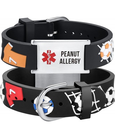 cartoon medical alert id bracelets Parents gift to Son, daughter, brother, sister FOOTBALL peanut allergy $12.53 Bracelets