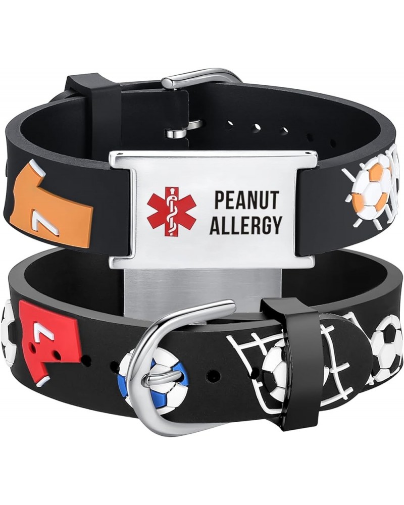 cartoon medical alert id bracelets Parents gift to Son, daughter, brother, sister FOOTBALL peanut allergy $12.53 Bracelets