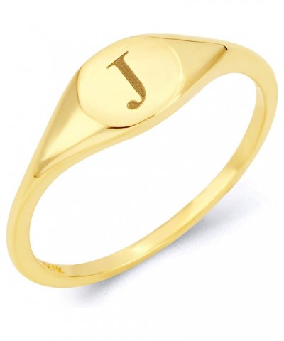 10k Real Solid Gold Initial Signet Ring, Size 5, Engraved with English Letter, Alphabet Jewelry for Her (J) $37.72 Rings