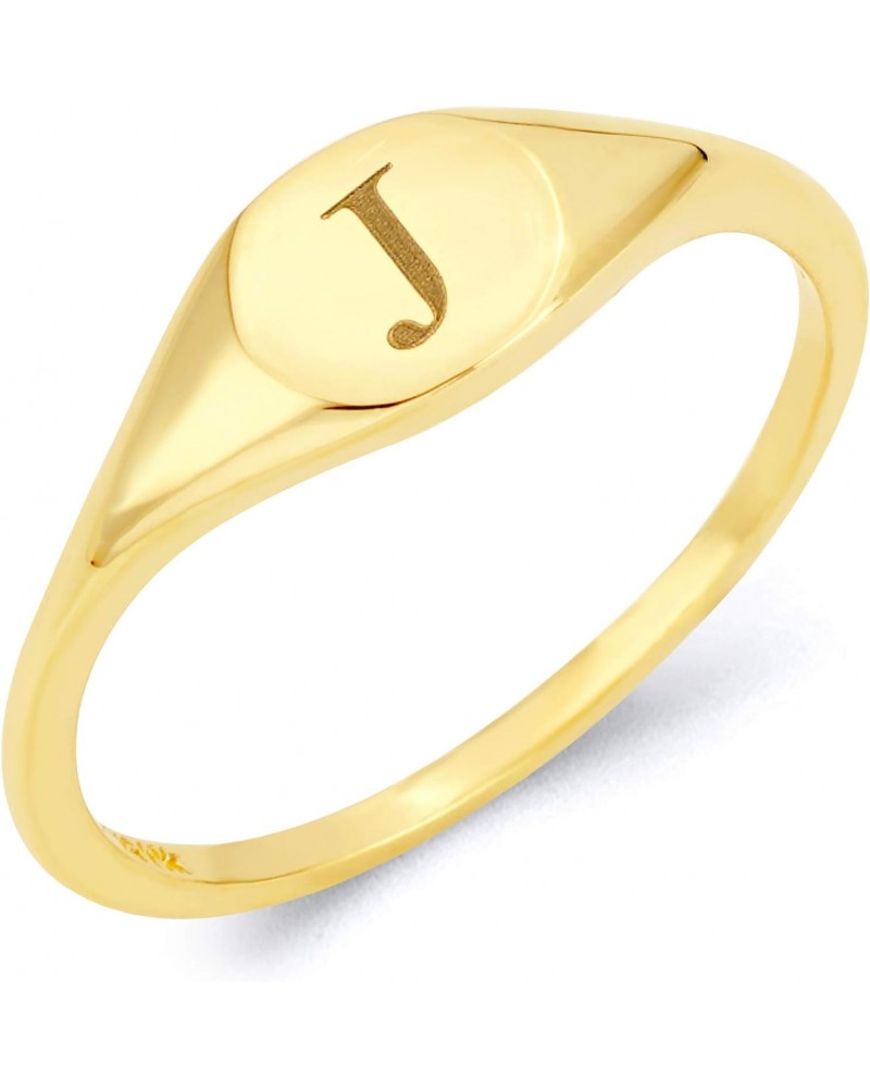 10k Real Solid Gold Initial Signet Ring, Size 5, Engraved with English Letter, Alphabet Jewelry for Her (J) $37.72 Rings