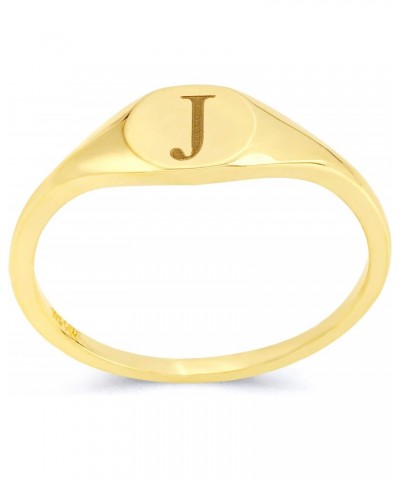 10k Real Solid Gold Initial Signet Ring, Size 5, Engraved with English Letter, Alphabet Jewelry for Her (J) $37.72 Rings