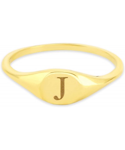 10k Real Solid Gold Initial Signet Ring, Size 5, Engraved with English Letter, Alphabet Jewelry for Her (J) $37.72 Rings