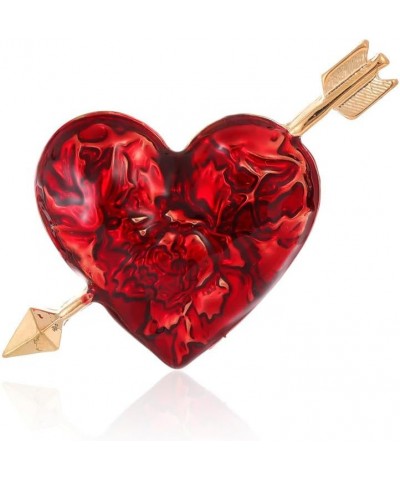 Love Heart Shape Brooches Pin Arrow Heart Brooch Enamel Red Heart Lapel Pin Valentine's Day Gift $7.79 Brooches & Pins