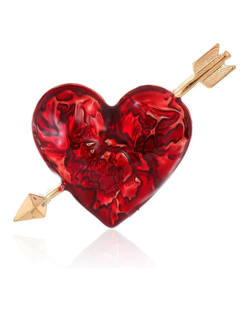 Love Heart Shape Brooches Pin Arrow Heart Brooch Enamel Red Heart Lapel Pin Valentine's Day Gift $7.79 Brooches & Pins