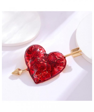 Love Heart Shape Brooches Pin Arrow Heart Brooch Enamel Red Heart Lapel Pin Valentine's Day Gift $7.79 Brooches & Pins