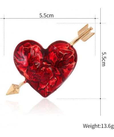 Love Heart Shape Brooches Pin Arrow Heart Brooch Enamel Red Heart Lapel Pin Valentine's Day Gift $7.79 Brooches & Pins