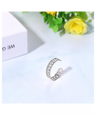 Cuban Chain Link Ring for Women: Dainty Chevron Ring Adjustable Open Chunky Finger Rings Twisted Stackable Thumb Rings Band J...