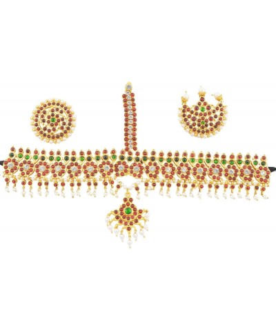 Women's Bharatanatyam Mango Full Set (10 Items) Multi-Colour $55.00 Necklaces