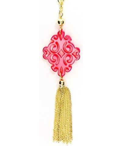 Twirling Blossom Resin Pendant Tassel Necklace Neon Pink $14.00 Necklaces