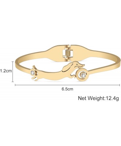 Stainless Steel 18K Gold Dog Bangle Cuff Bracelet for Women Girls Dainty Crystal Doggy Pets Jewelry Gifts for Dog Lovers Gold...