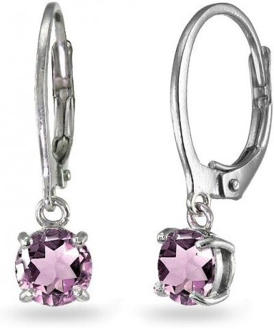 Sterling Silver 6mm Round Dangle Dainty Leverback Dangle Earrings for Women Girls June - Sim. Alexandrite $18.90 Earrings