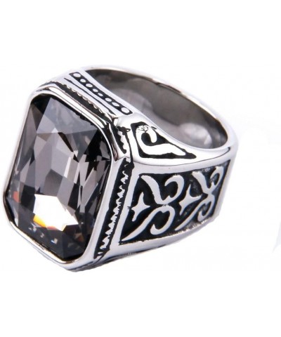 Men Women's Stainless Steel Gem Square Personality Rings Jewelry Anniversary Multicolor Gemstone Silver Black Plated Gray $9....