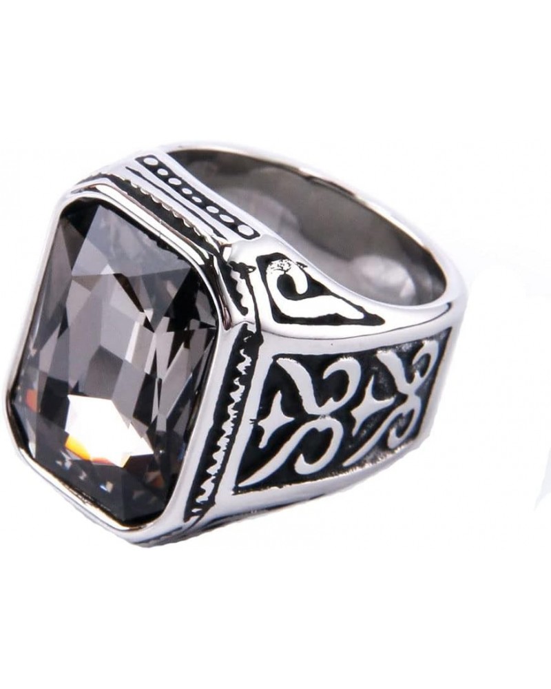 Men Women's Stainless Steel Gem Square Personality Rings Jewelry Anniversary Multicolor Gemstone Silver Black Plated Gray $9....