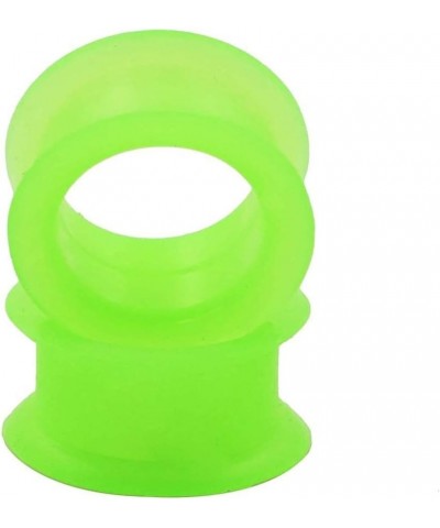 Pair 7/8" (22MM) GREEN SILICONE EYELET TUNNELS Double Flare Gauges Thin Soft Flexible Flesh Plugs (2pcs) $6.35 Body Jewelry