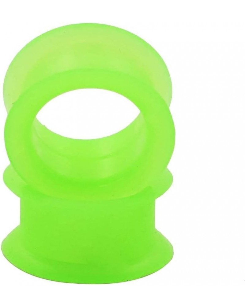 Pair 7/8" (22MM) GREEN SILICONE EYELET TUNNELS Double Flare Gauges Thin Soft Flexible Flesh Plugs (2pcs) $6.35 Body Jewelry