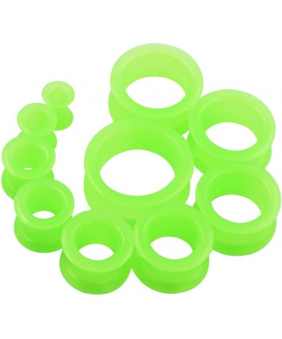 Pair 7/8" (22MM) GREEN SILICONE EYELET TUNNELS Double Flare Gauges Thin Soft Flexible Flesh Plugs (2pcs) $6.35 Body Jewelry