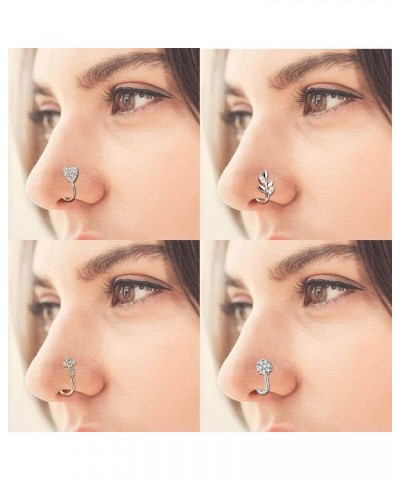 9Pcs Fake Nose Rings Hoop Clip On Faux Setump Cartilage Tragus Ring Non Piercing Jewelry A: Silver $7.55 Body Jewelry