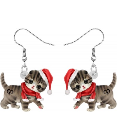 Cute Christmas Cat Earrings Dangle Jewelry For Women Girls Charm Decoration Gifts Christmas Cat 33 $6.62 Earrings