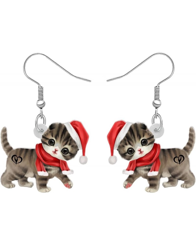 Cute Christmas Cat Earrings Dangle Jewelry For Women Girls Charm Decoration Gifts Christmas Cat 33 $6.62 Earrings