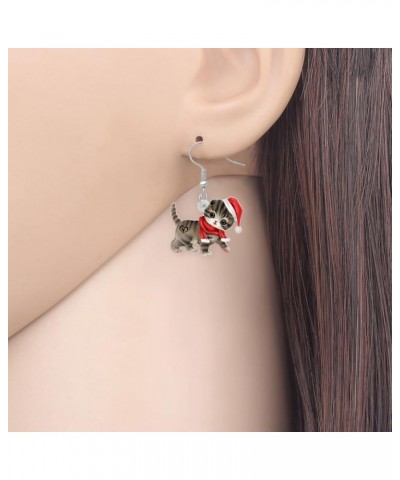 Cute Christmas Cat Earrings Dangle Jewelry For Women Girls Charm Decoration Gifts Christmas Cat 33 $6.62 Earrings