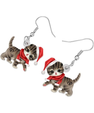 Cute Christmas Cat Earrings Dangle Jewelry For Women Girls Charm Decoration Gifts Christmas Cat 33 $6.62 Earrings