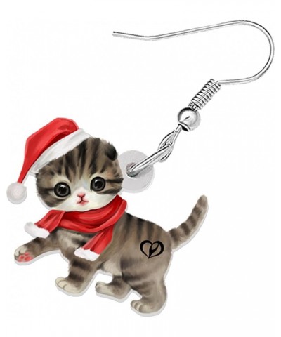 Cute Christmas Cat Earrings Dangle Jewelry For Women Girls Charm Decoration Gifts Christmas Cat 33 $6.62 Earrings