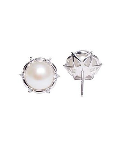 8-9mm Freshwater Pearl Earrings for Women 925 Sterling Silver Lotus Flower Stud Earrings -VIKI LYNN $15.59 Earrings