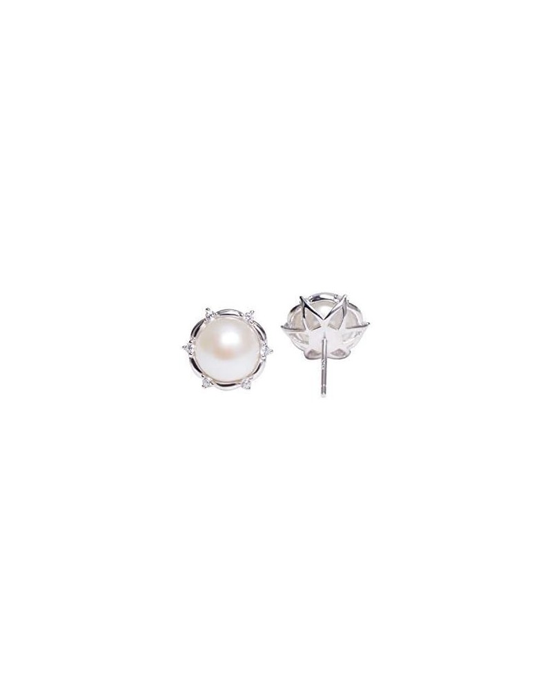 8-9mm Freshwater Pearl Earrings for Women 925 Sterling Silver Lotus Flower Stud Earrings -VIKI LYNN $15.59 Earrings