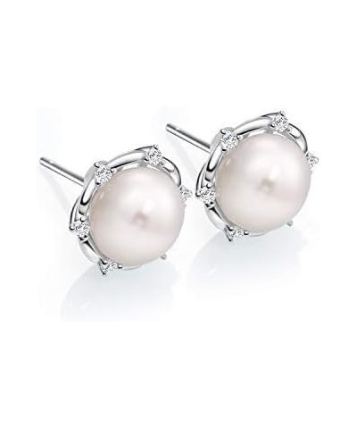 8-9mm Freshwater Pearl Earrings for Women 925 Sterling Silver Lotus Flower Stud Earrings -VIKI LYNN $15.59 Earrings