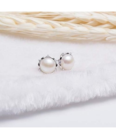 8-9mm Freshwater Pearl Earrings for Women 925 Sterling Silver Lotus Flower Stud Earrings -VIKI LYNN $15.59 Earrings